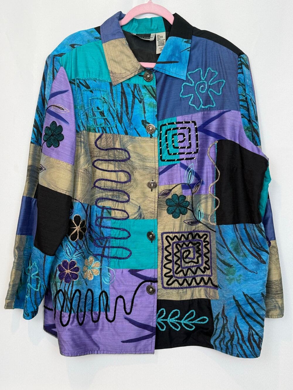 Maggie Barnes 2X Art to Wear Patchwork Embroidered Jacket"